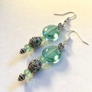 Green Glass Handcrafted Drop Earrings